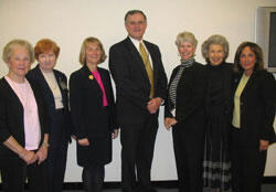 The MCVH Auxiliary of the VCU Health System used money from various fundraisers all year to provide more than $95,000 in grants to various hospital programs including pediatrics, women's health and the Massey Cancer Center. Pictured from left are, Charlotte Roberts, Auxiliary vice president, Pat Peltier, director of Volunteer Services, Karen Shudtz, Auxiliary president-elect, John Duval, CEO of MCV Hospitals, Jo Ann Burton, Auxiliary president, Judy Jones, Auxiliary past president, Mary Jane Hogue, Auxiliary assistant treasurer.

Photos by Michael Ford, University News Services