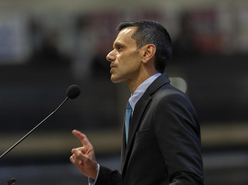 VCU President Michael Rao delivers a speech.