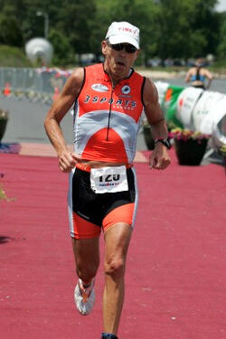 Thomas Waldrop, DDS, at the finish line of the Ironman Eagleman 70.3 race where he qualified for the Ironman World Championships. Personal image courtesy of Thomas Waldrop/VCU.
