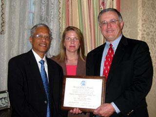 Dr. Rao Ivatury, Nancy Martin, R.N., director of the Trauma program, and John Duval.