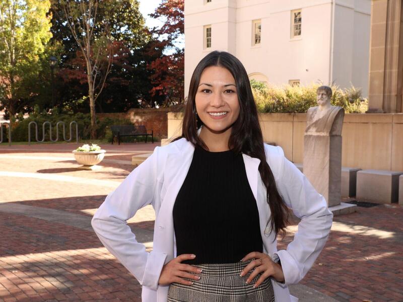 Lauren Moncayo, a fourth-year Ph.D. candidate in the Department of Pharmacology and Toxicology, is balancing her scientific education and passion for modeling (Photo by Arda Athman, School of Medicine)