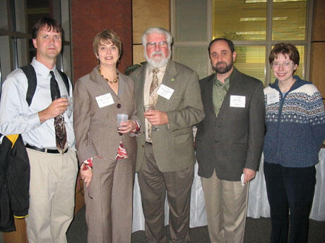 Associate Professor Gary L. Bowlin, Ph.D., of the Department of Biomedical Engineering; Dr. Rhonda Friedman of TraumaCure Inc.; Professor of Biochemistry & Molecular Biology Robert F. Diegelmann, Ph.D.; Hakam Tiba, M.D., of the Department of Emergency Medicine; and undergraduate Kate Proffitt, a biomedical engineering major. Bowlin and Diegelmann developed the WoundStat technology with Kevin Ward, M.D., an emergency physician and associate director at the VCU Medical Center's Reanimation Engineering Shock Center.