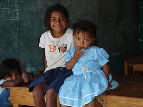 Three young Honduran children in a school room.

Photos courtesy of Global Service Learning elective team members