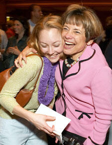 Ashley Hall opens her envelope to reveal her residency location. 