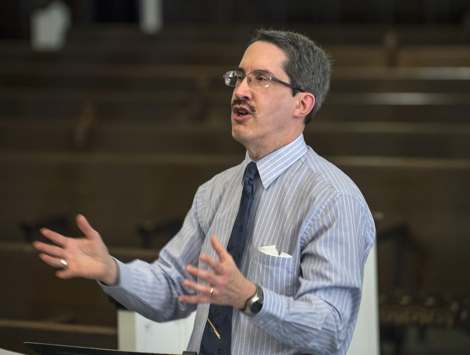 Antonio García, professor of music and director of jazz studies in the Department of Music in the VCU School of the Arts, wrote the music and adapted the text of "Writing Our Way Out." During a rehearsal of "Open Minds, Closer Thoughts," García offered notes and feedback.