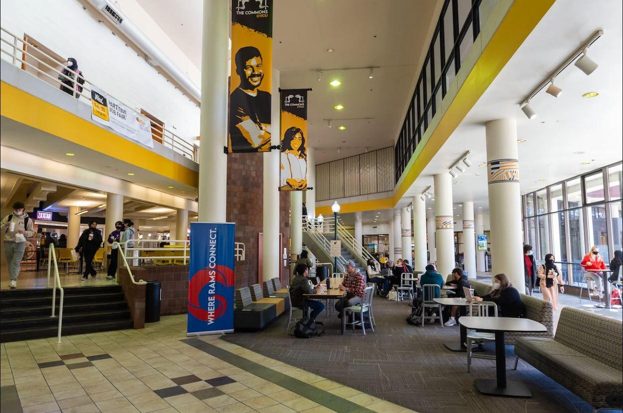 The inside of the VCU student commons