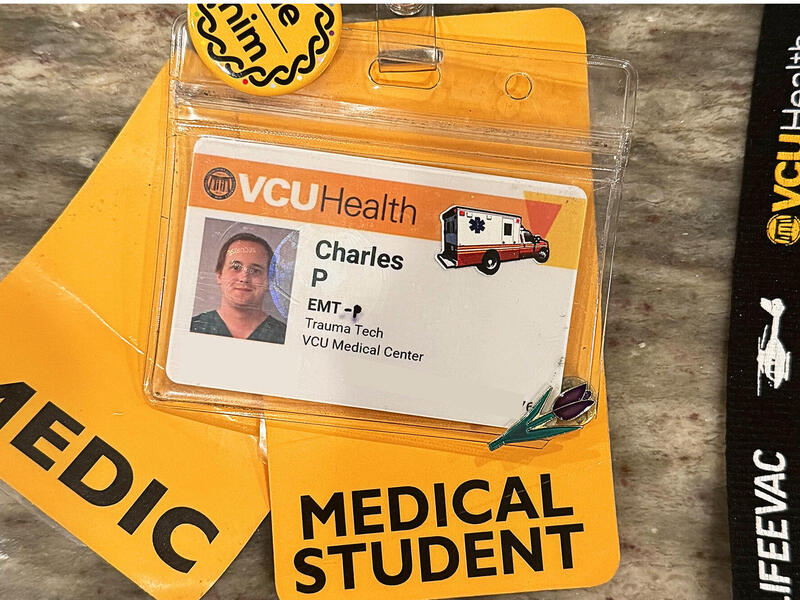 A photo of a VCUHealth Studednt badge.