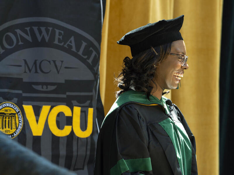 Brandee Branche, Class of 2021 speaker. She received her M.D. from the VCU School of Medicine this weekend. (Kevin Morley, University Marketing)