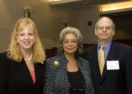 From left, Susan Kornstein, M.D., executive director of the VCU Institute for Women’s Health; keynote speaker, Vivian Pinn, M.D.. director of the National Institutes of Health Office of Research on Women’s Health; and Jerome F. Strauss III, M.D., Ph.D., dean, VCU School of Medicine. Photo by Rinny Wilson.