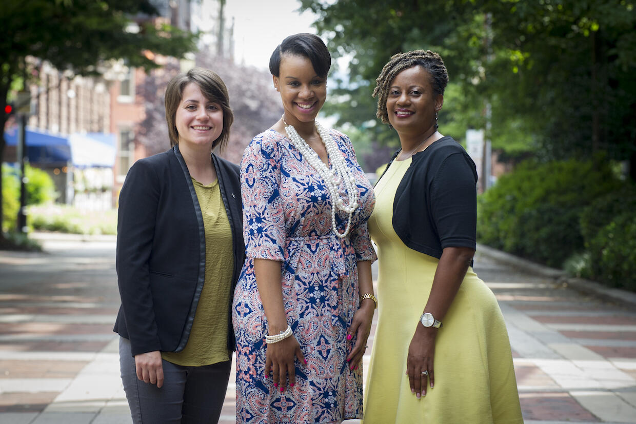 University academic advisers Steph Dorman, left, Lauren Jackson, center, and Sonya Barnes are involved in similar efforts to help specific groups of students at VCU. (Julia Rendleman)