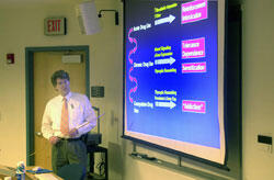 VCU Pharmacology and Toxicology fellow Michael Miles gave a presentation on "Genomics, genetics and pharmacology: molecular triangulation on brain plasticity in alcoholism."