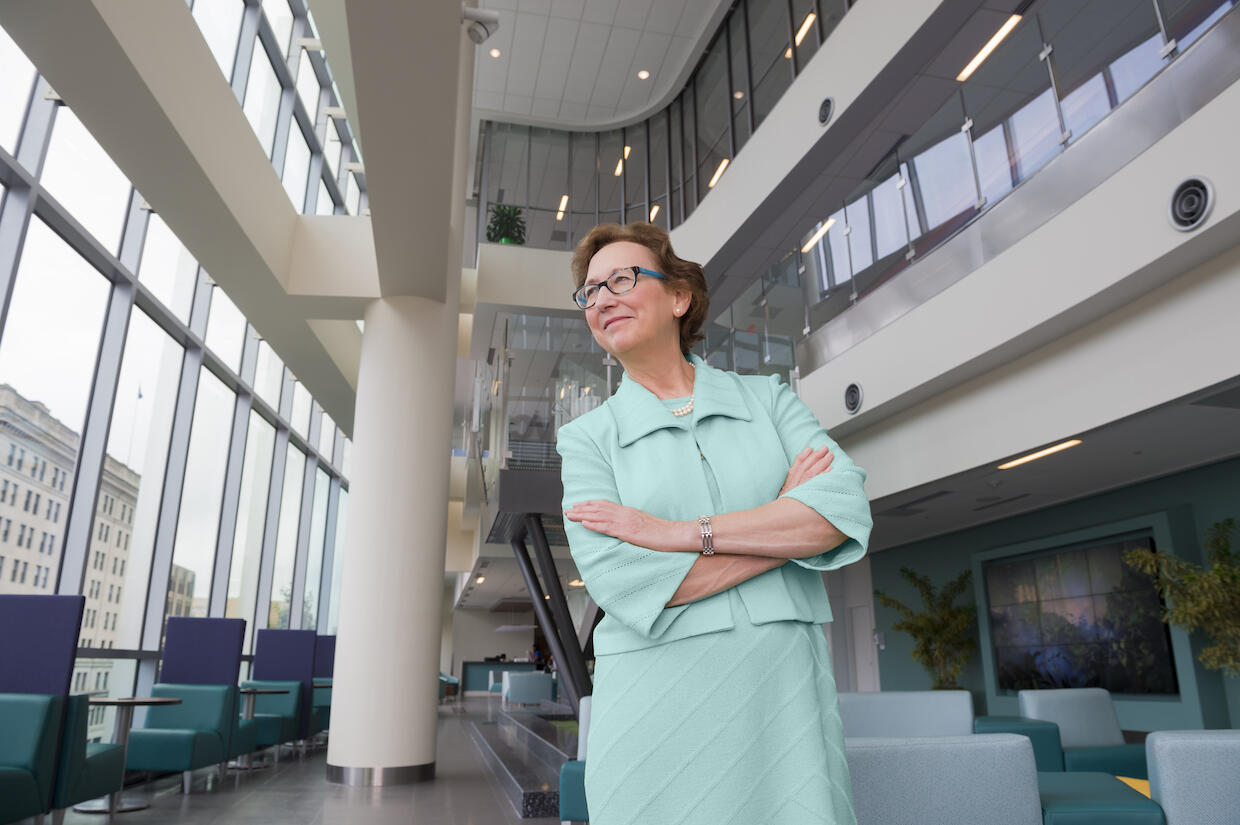 Marsha Rappley, standing in a VCU Health building.