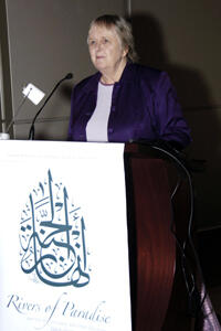 Carole Hillenbrand, professor of Islamic history and head of the Department of Islamic and Middle Eastern Studies at the University of Edinburgh, delivered the opening address for the symposium on the role of water in the medieval Islamic world.