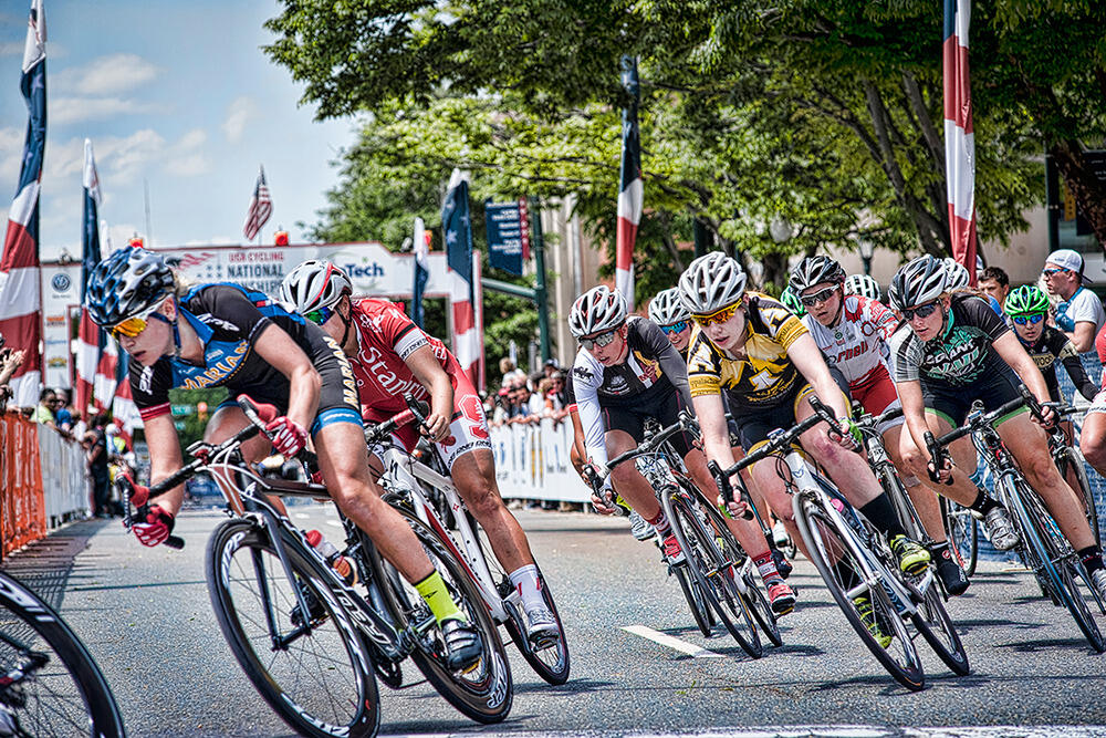 Cyclists compete in the 2014 USA Cycling Collegiate Road National Championships, held in Richmond last May on some of the same courses that the Worlds races will use this fall.