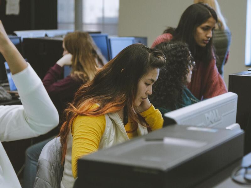 Students in a laboratory setting.
