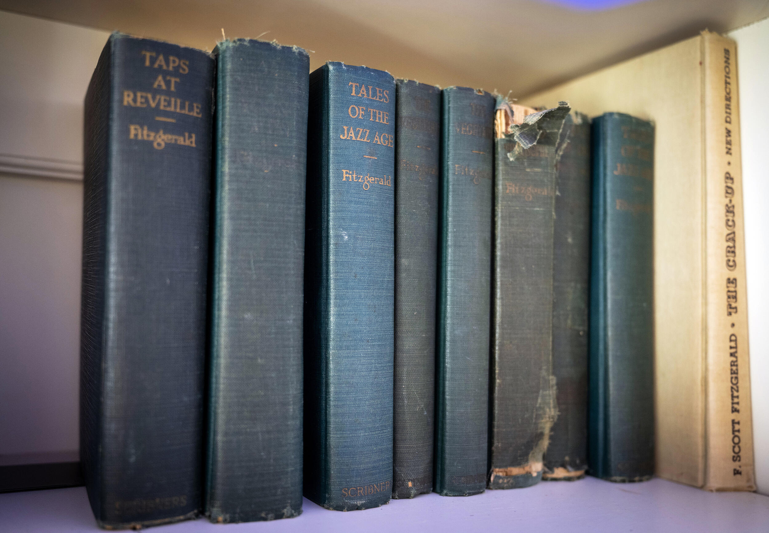 A photo of a row of books. 