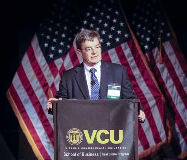 Doug Poutasse, executive vice president and head of strategy and research at Bentall Kennedy, provided an economic overview as the conference’s opening speaker. Photo courtesy of Clement Britt.