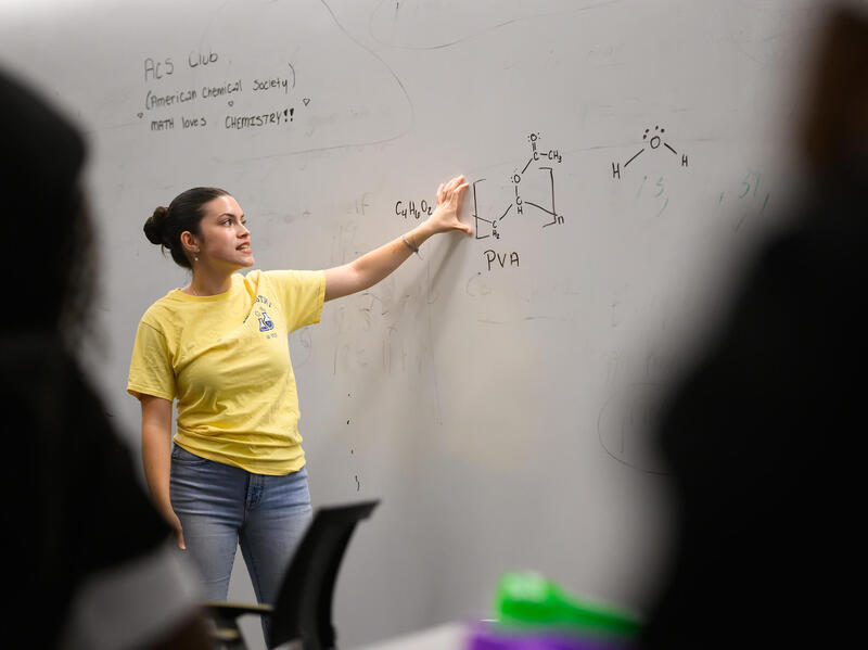 Chemistry club co-president Delia Hunt said that she wants to pass her passion for science to the next generation. (Jonathan Haff, Enterprise Marketing and Communications)
