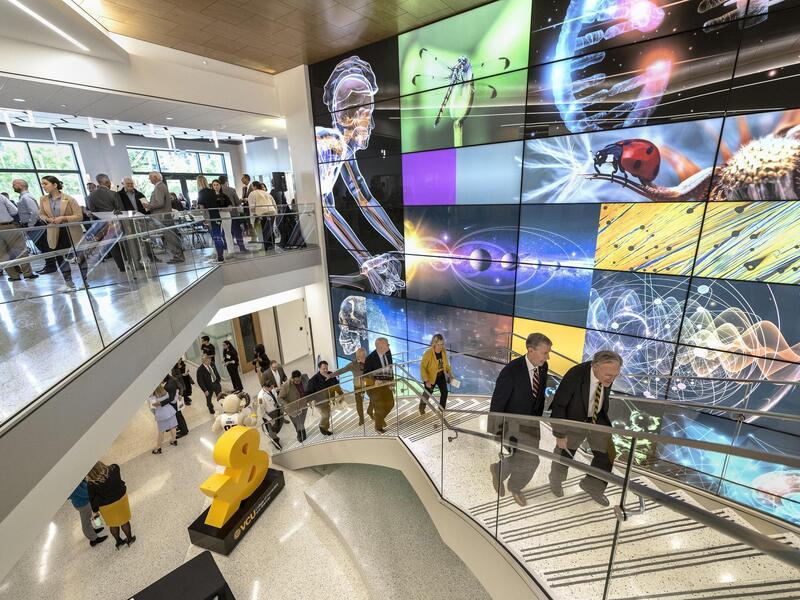 More than 10,000 students will take up to 70 courses each semester in VCU’s new STEM building on Franklin Street, starting this fall. (Photo by Kevin Morley, Enterprise Marketing and Communications.)