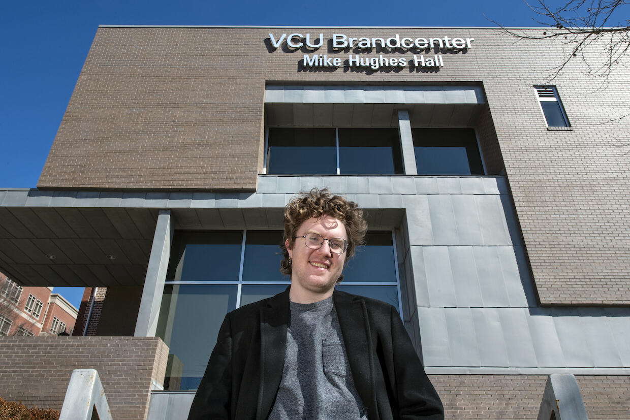 Shaw Schiappacasse standing outside the VCU Brandcenter.