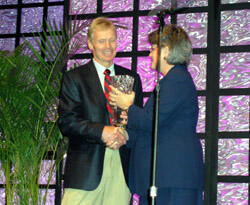 Chuck Biddle, Ph.D., a professor in the VCU School of Allied Health Profession’s Department of Nurse Anesthesia, receives the Foundation Researcher of the Year Award from the American Association of Nurse Anesthetists.
