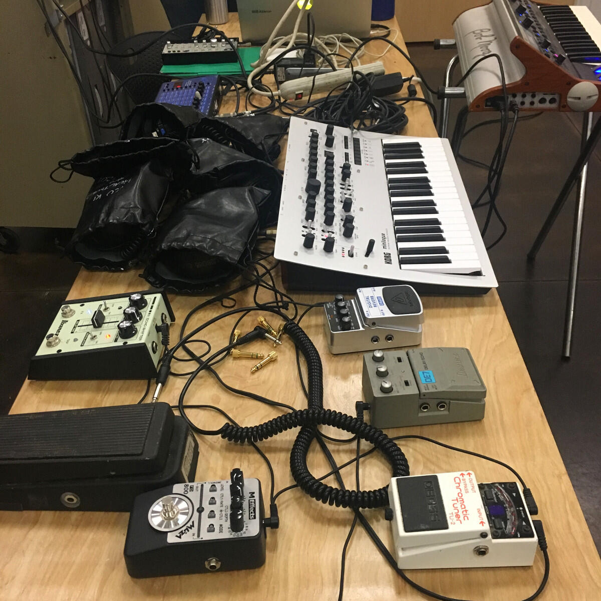 Some instruments used in the “Synthesized Sound: The Art of Beeps, Blips, and Twisting Knobs” workshop. 