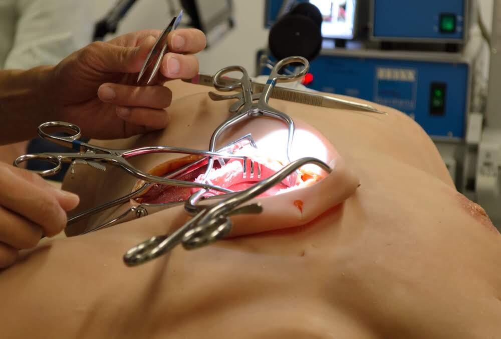The Advanced Microsurgery Trainer, developed by VCU faculty and an alumna, allows residents to practice surgical techniques. (Photo by Leah Small, VCU Public Affairs)
