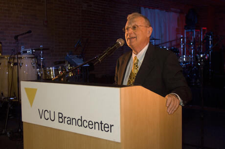 VCU President Eugene P. Trani thanked Ken and Dianne Wright for donating the Belting Building property to VCU, and said “This hardscrabble piece of earth has never been better than it is now. The VCU Brandcenter is just getting started." Photos by Allen Jones, Creative Services 