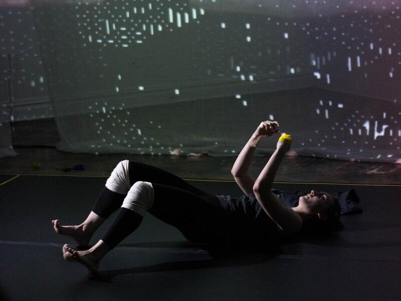 Hallie Chametzky performs \"22 Percent: A Disintegrating Data Visualization.\"